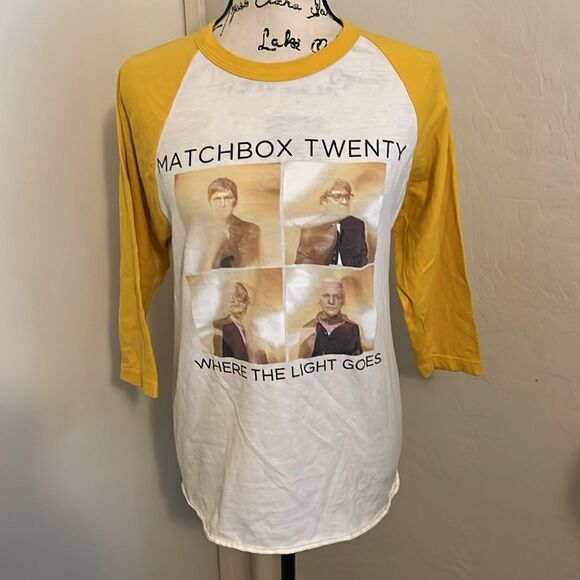 Matchbox Twenty Band Where The Light Goes White Yellow Graphic Raglan Shirt - Picture 1 of 7